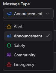 Message Type dropdown
