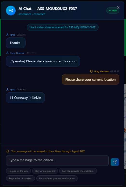 AI chat conversation with a citizen