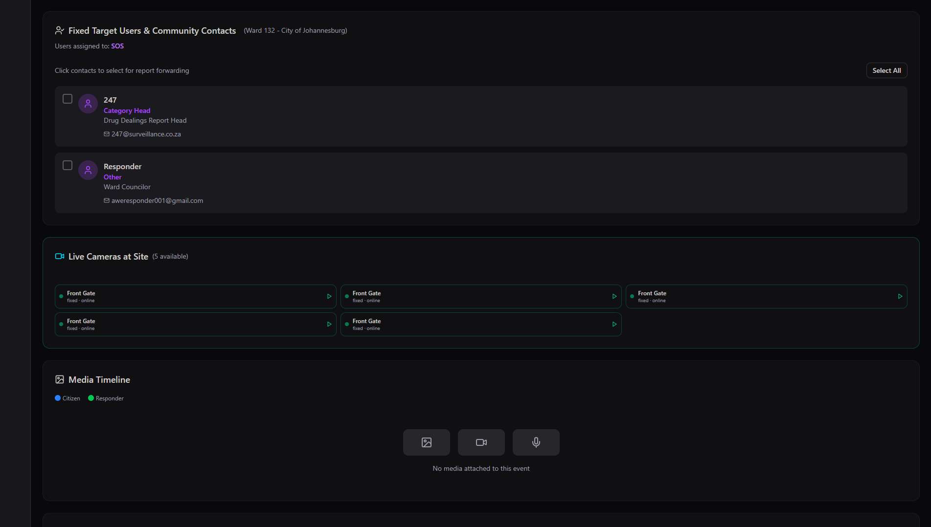 Fixed Target Users and Community Contacts tab inside an event