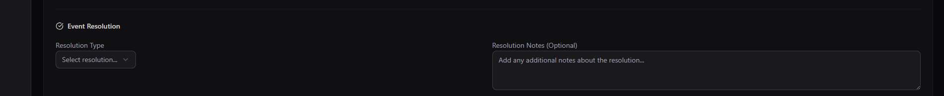 Event Resolution modal