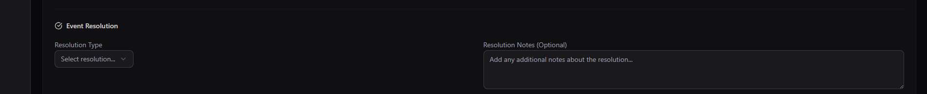 Event Resolution modal, second instance