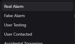 Resolution reason dropdown
