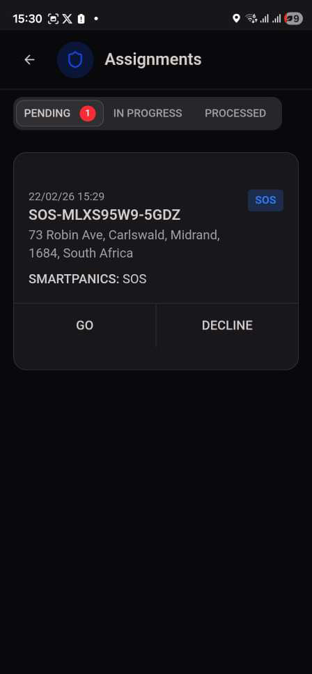 Assignments Pending tab with Go and Decline