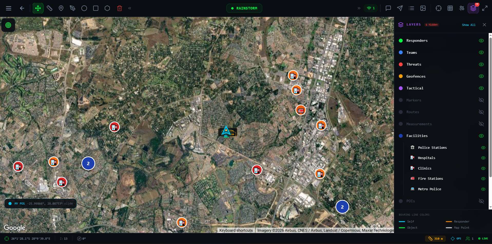 Tactical map with layers panel