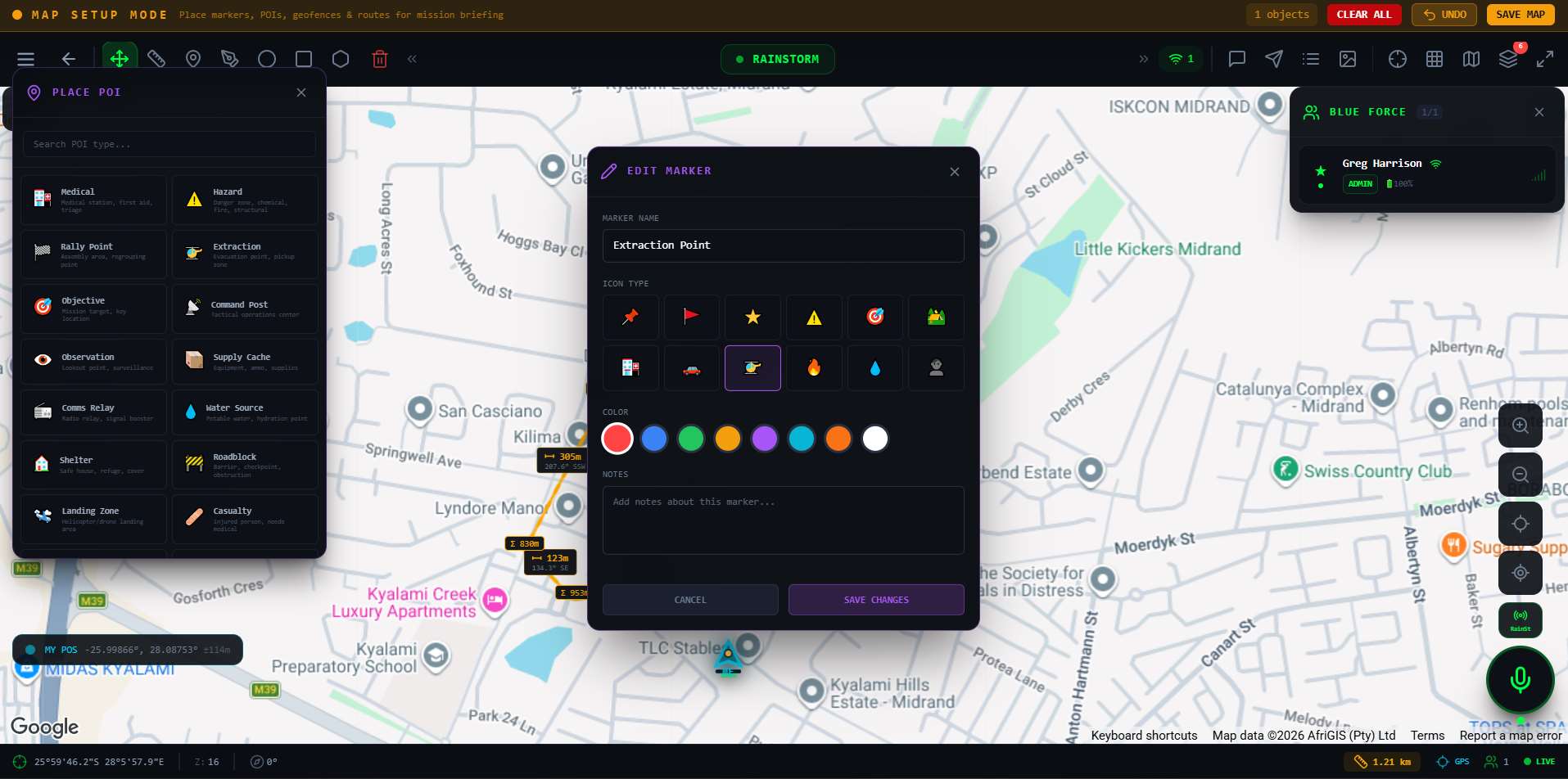 Tactical map POI editor