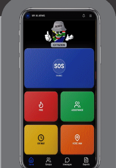 Citizen app home screen with SOS button