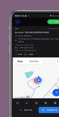 Responder event map with Complete button