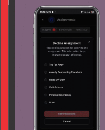 Decline Assignment reason modal