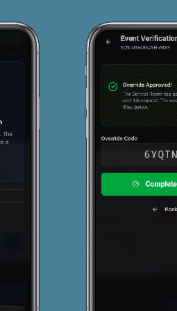 Override Approved screen with code and Complete button
